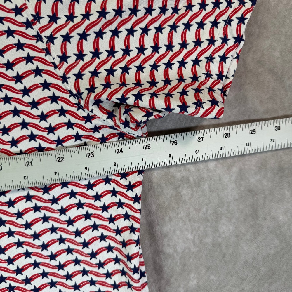 IBKUL Polo Shirt Mens XL Red White Blue Stars Stripes Performance UPF 50+ July 4 - Picture 6 of 7